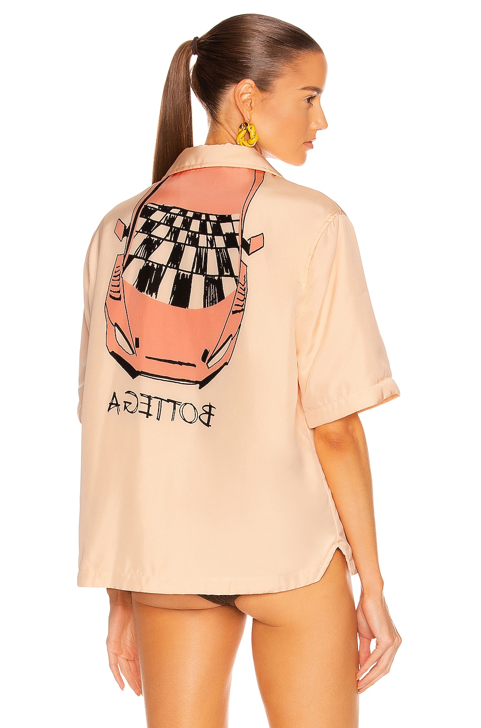 Image 1 of Bottega Veneta Printed Washed Fluid Parachute Shirt in Macaroon