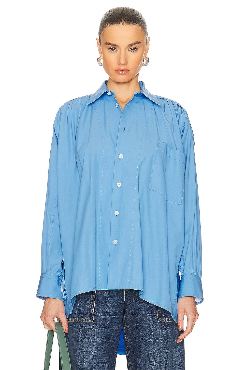 Image 1 of Bottega Veneta Compact Cotton Shirt in Admiral