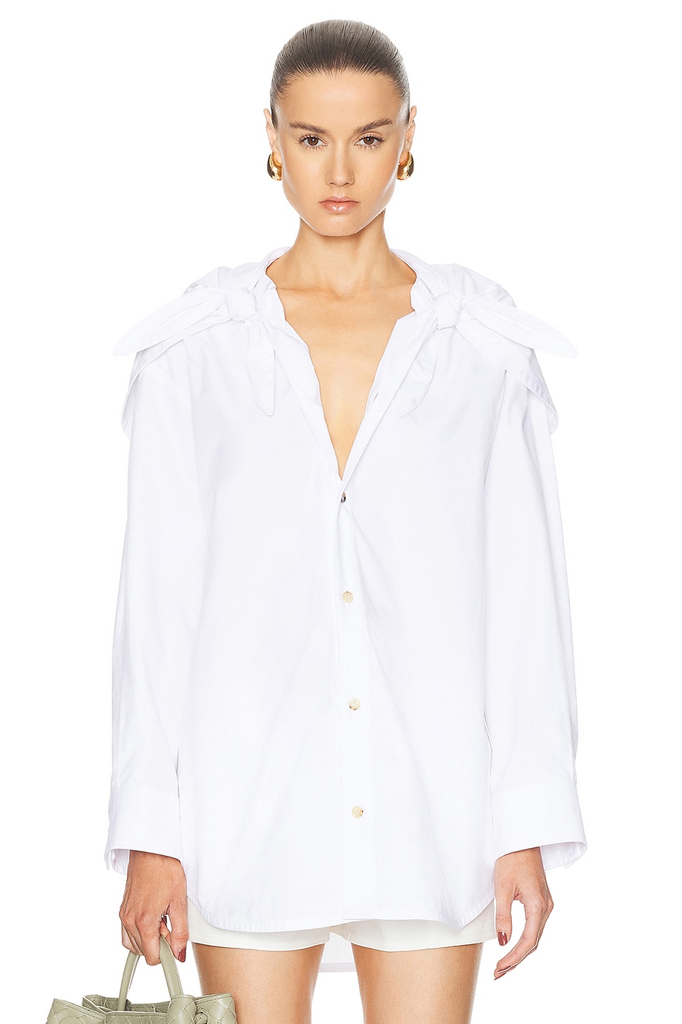 Image 1 of Bottega Veneta Long Sleeve Button Up Top in White