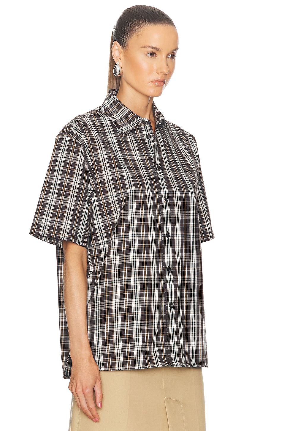 Shop Bottega Veneta Short Sleeve Shirt In Fondant  Dove  & Mint