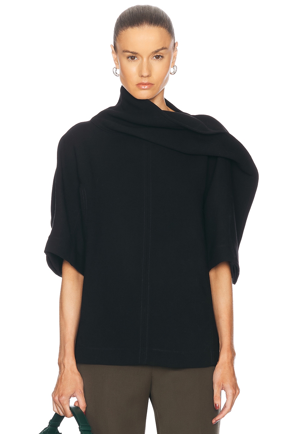 Image 1 of Bottega Veneta Draped Neck Top in Black