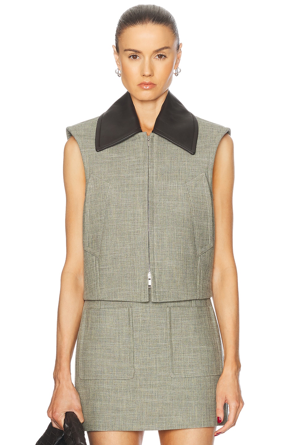 Image 1 of Bottega Veneta Vest Top in Green, Fennel, & White