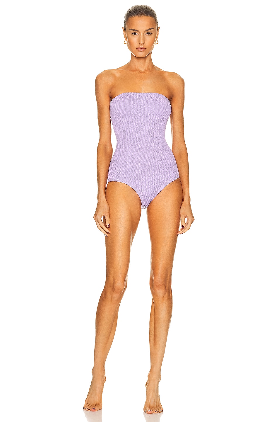 Image 1 of Bottega Veneta Strapless Swimsuit in Wisteria