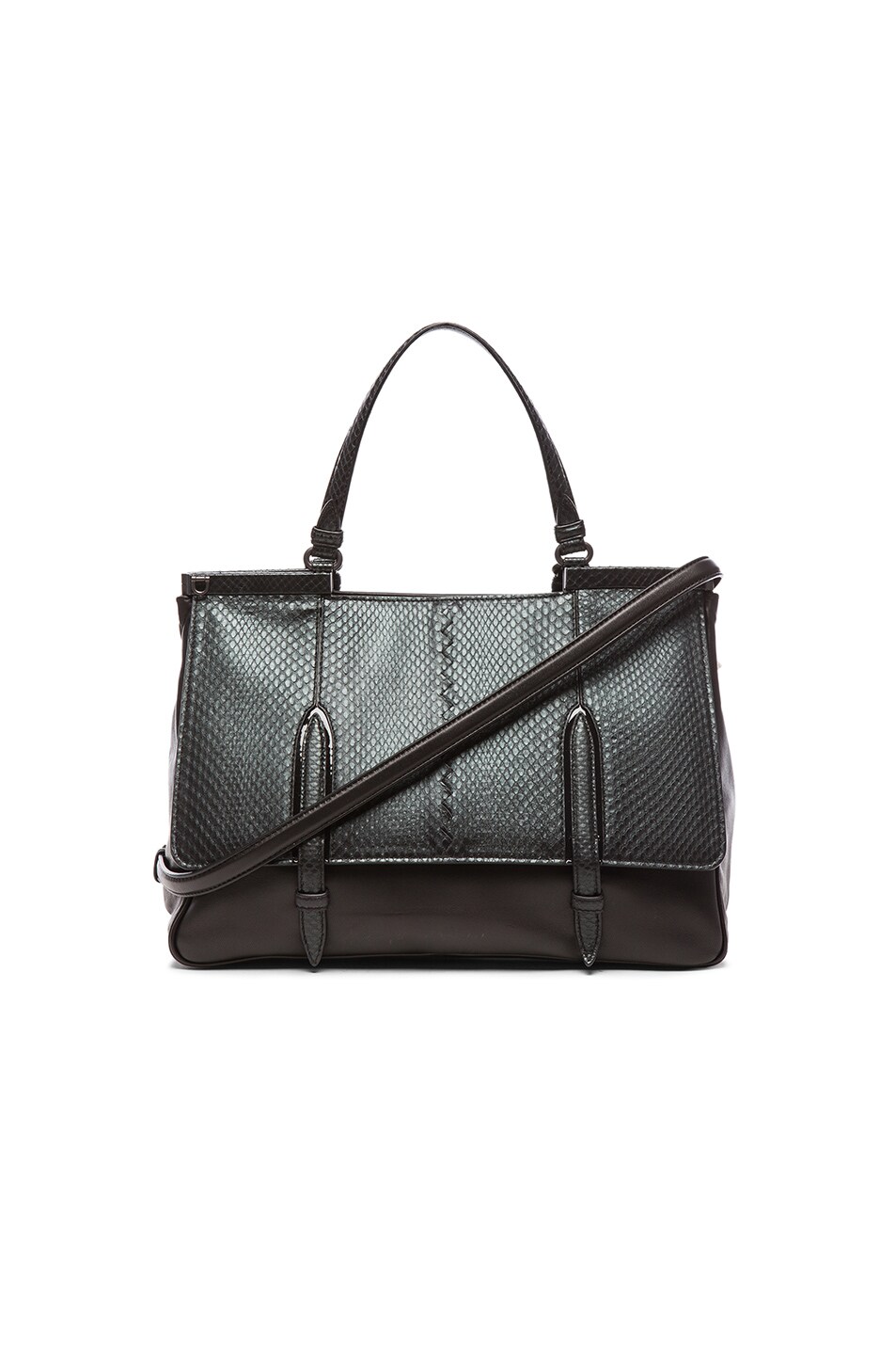 Image 1 of Bottega Veneta Large Metallic Ayers Top Handle Bag in Black