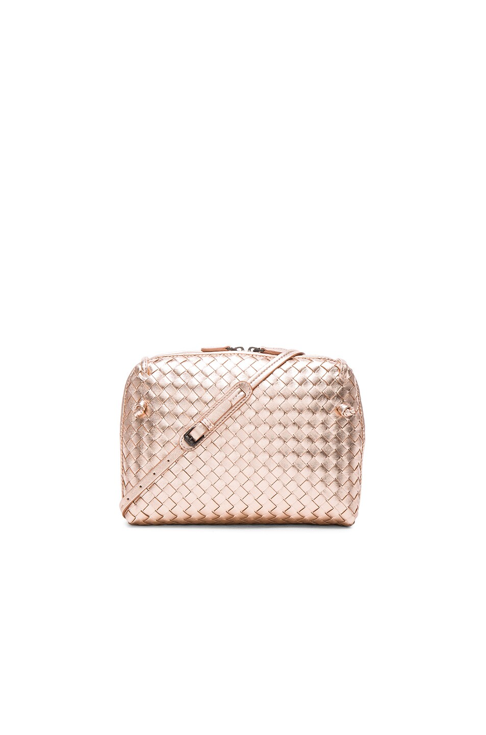 Image 1 of Bottega Veneta Woven Messenger Bag in Rose Gold