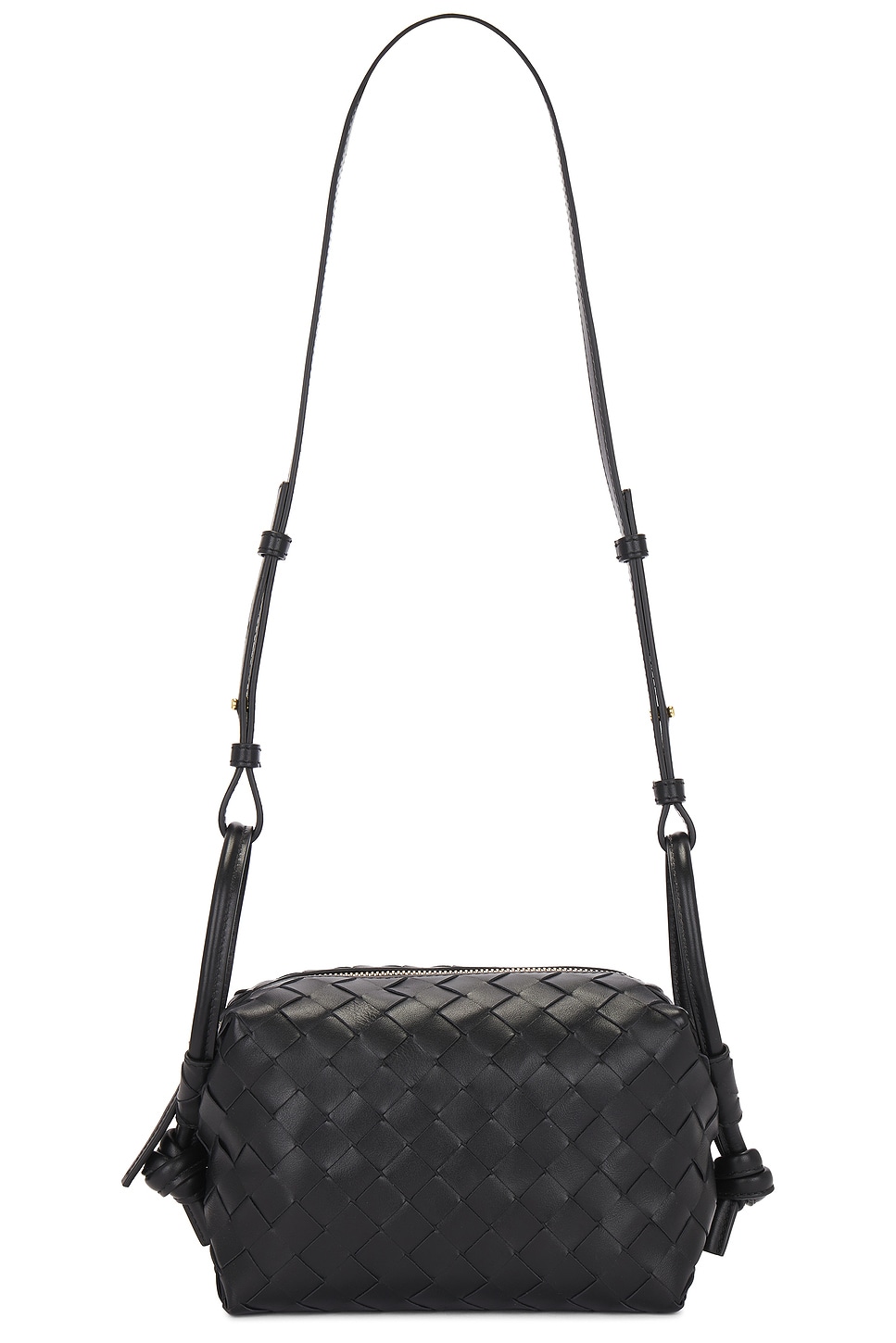 Shop Bottega Veneta Small Loop Crossbody Bag In Black & Muse Brass