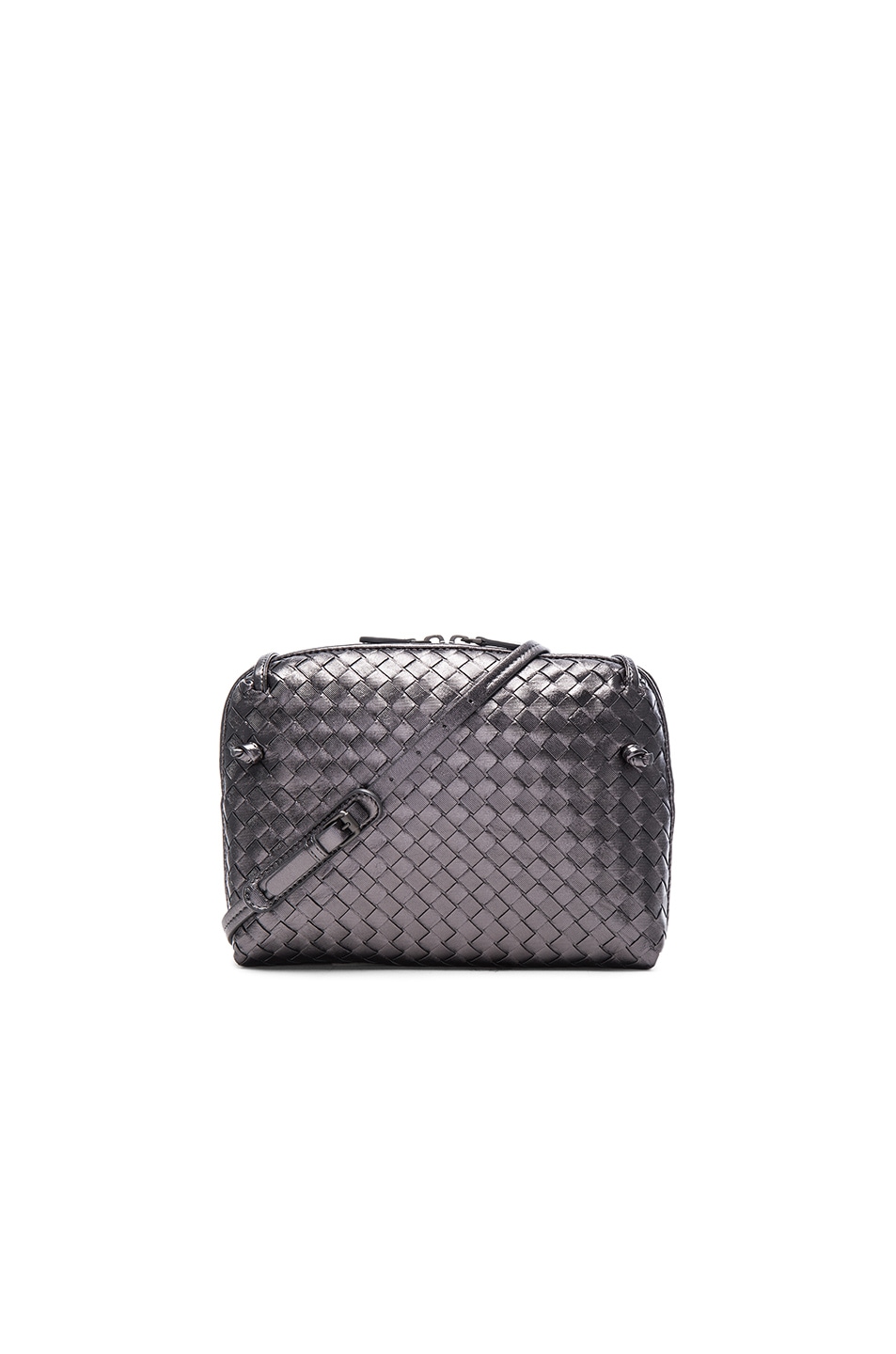 Image 1 of Bottega Veneta Woven Messenger Bag in Oxidized Silver