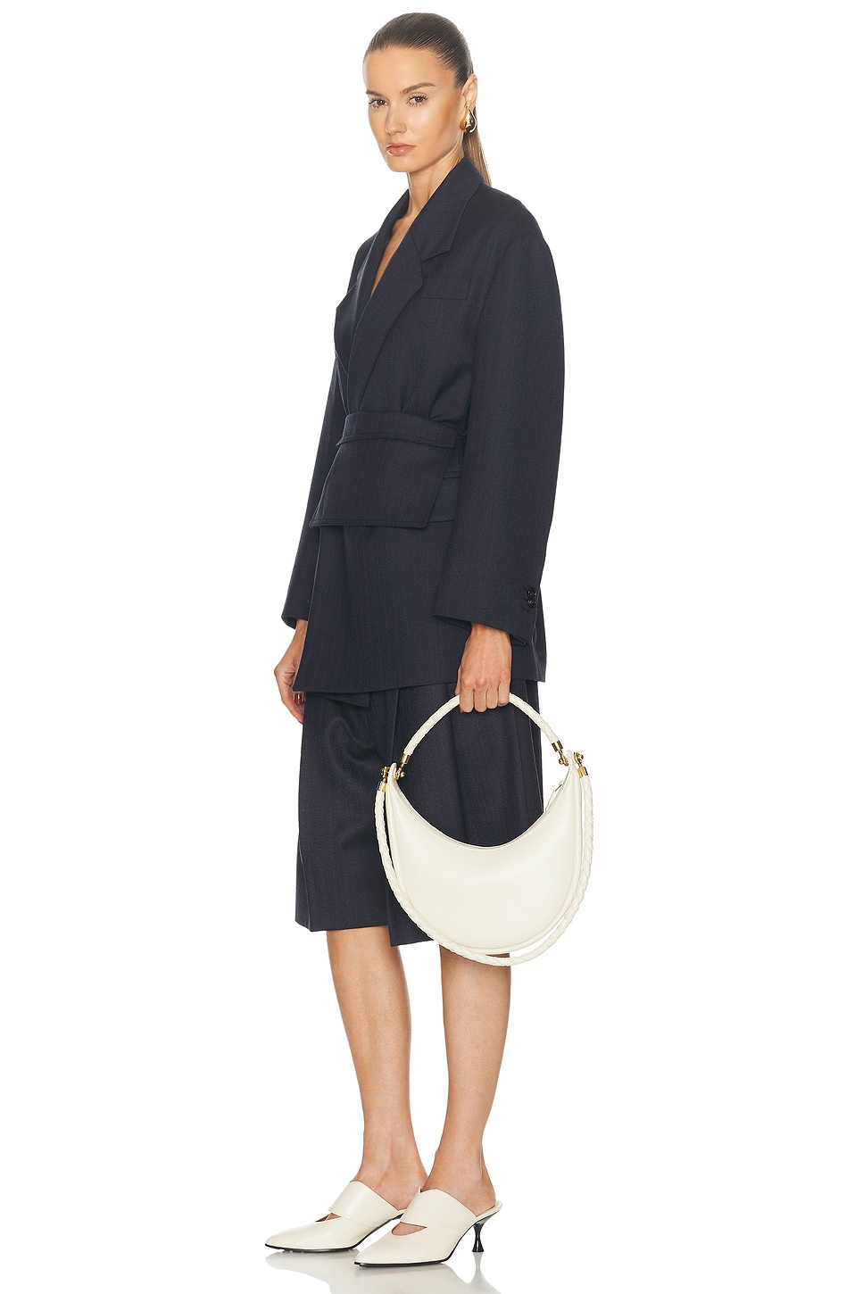 Shop Bottega Veneta Hula Hoop Hobo Bag In Sea Salt & Muse Brass