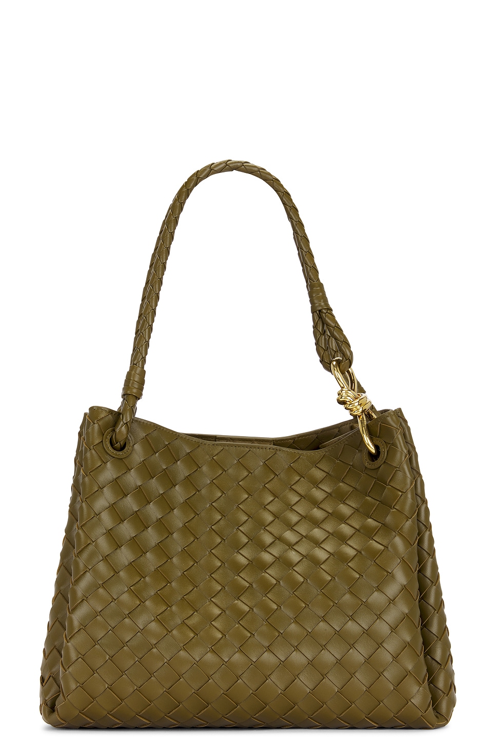 Shop Bottega Veneta Large Andiamo Parachute Bag In Olive Oil & Muse Brass