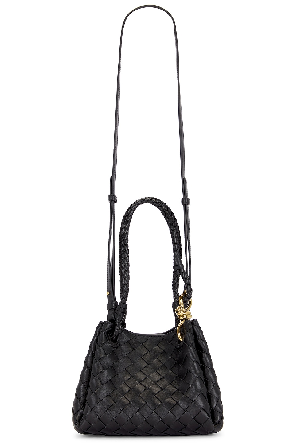 Shop Bottega Veneta Small Andiamo Parachute Bag In Black & Muse Brass