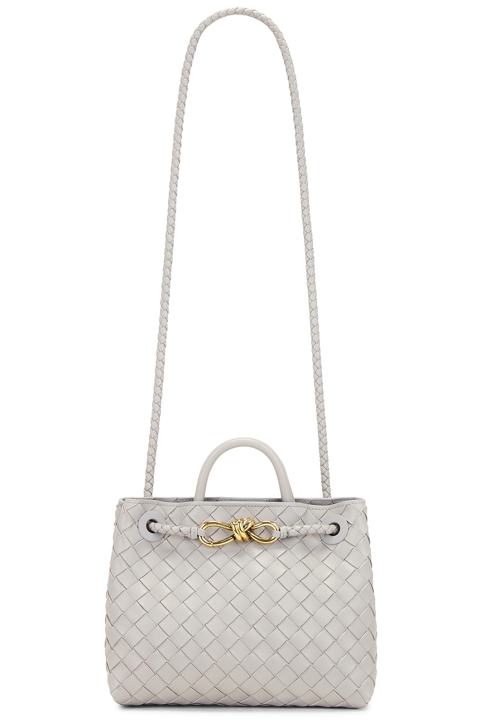 Shop Bottega Veneta Small Andiamo Bag In Sterling & Muse Brass