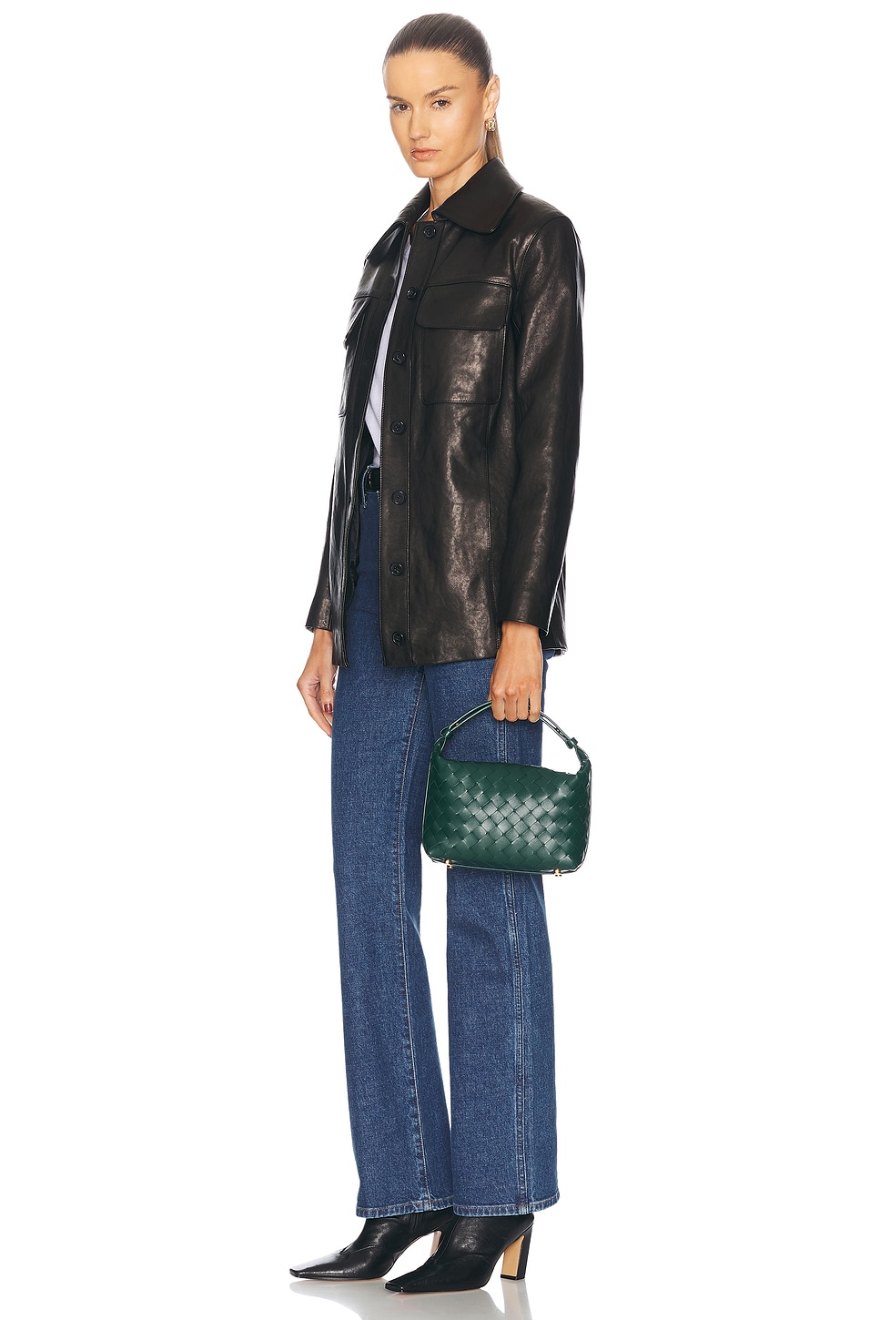 Shop Bottega Veneta Mini Wallace Bag In Emerald Green & Gold