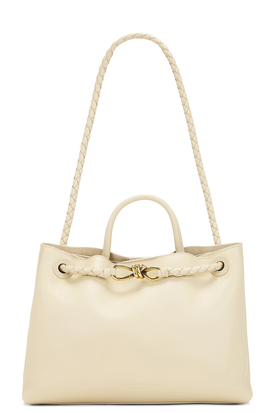 Bottega Veneta Medium Andiamo Bag In Light Butterscotch & Muse Brass