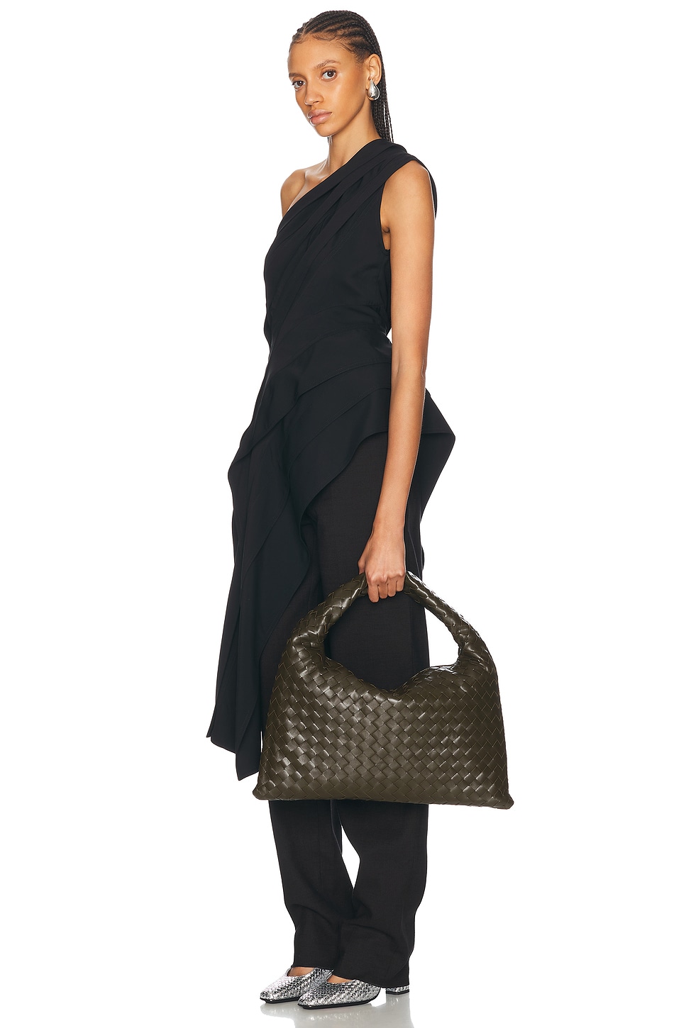 Shop Bottega Veneta Small Hop Bag In Kaki & Muse Brass