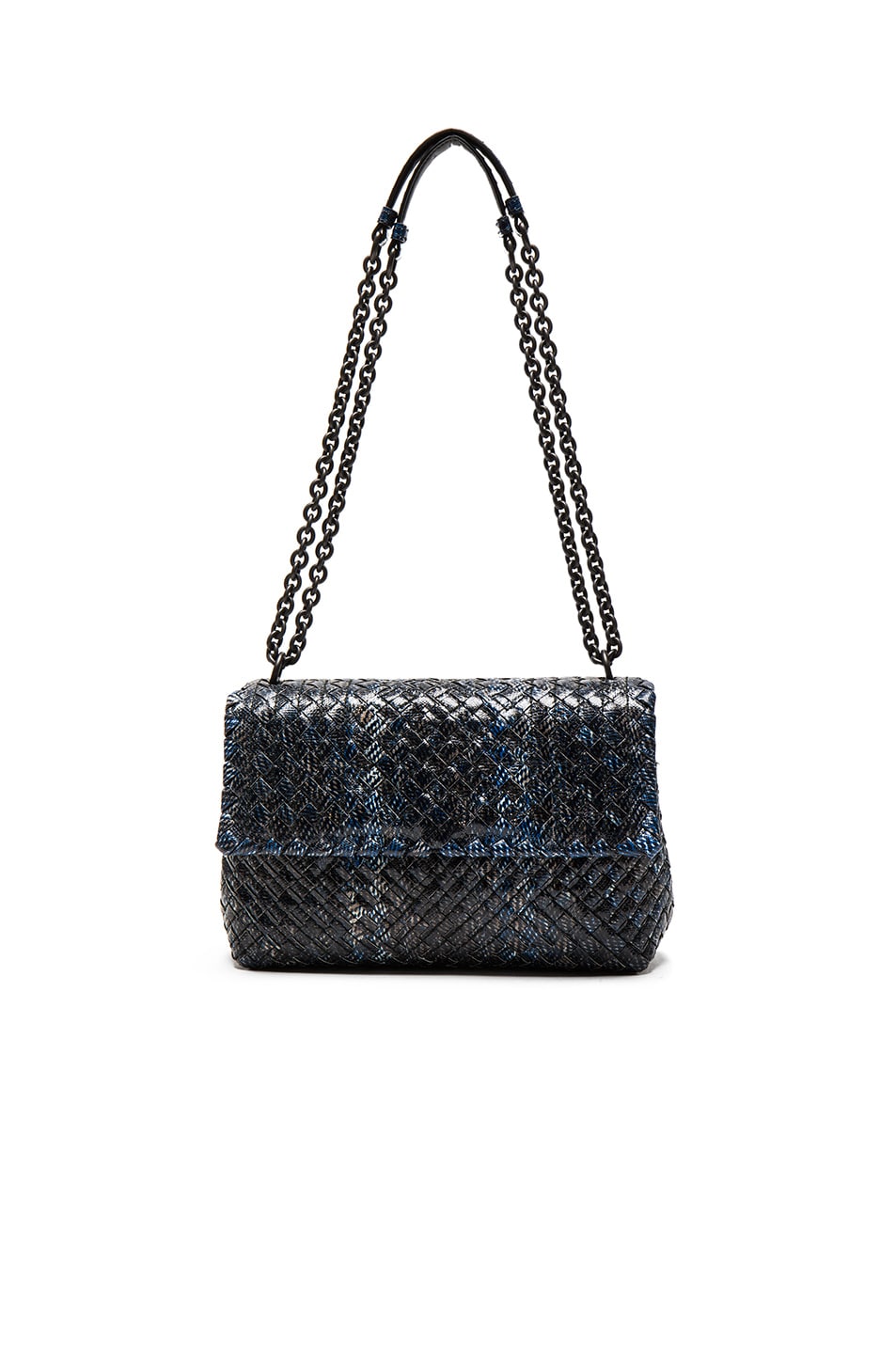 Image 1 of Bottega Veneta Ayers Tweed Foldover Bag in Blue
