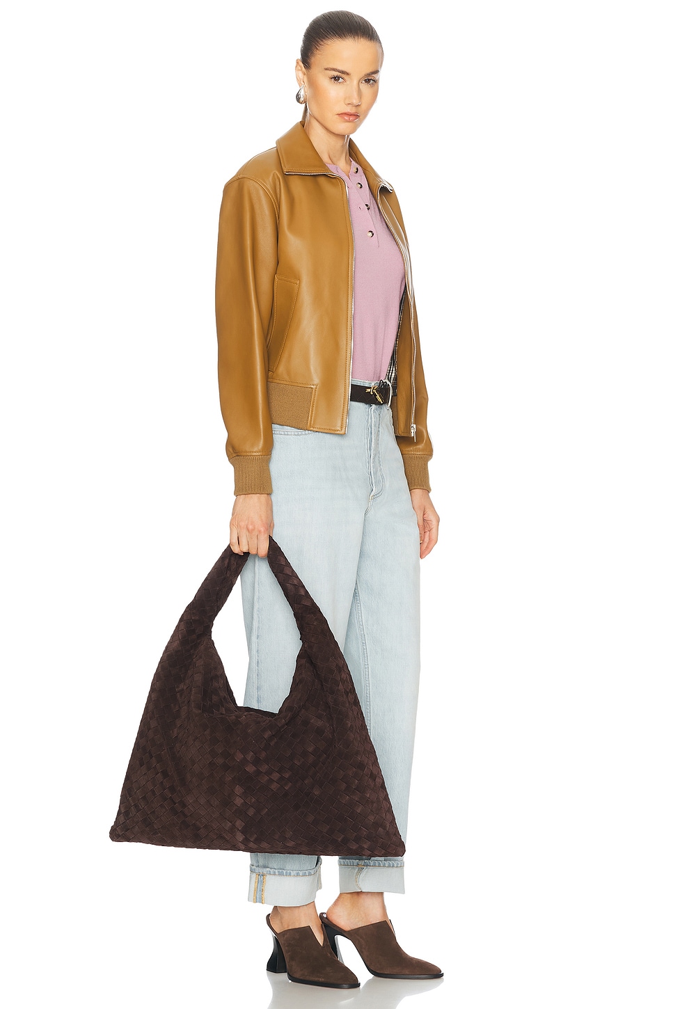 Bottega Veneta Large Hop Bag In Fondant & Muse Brass