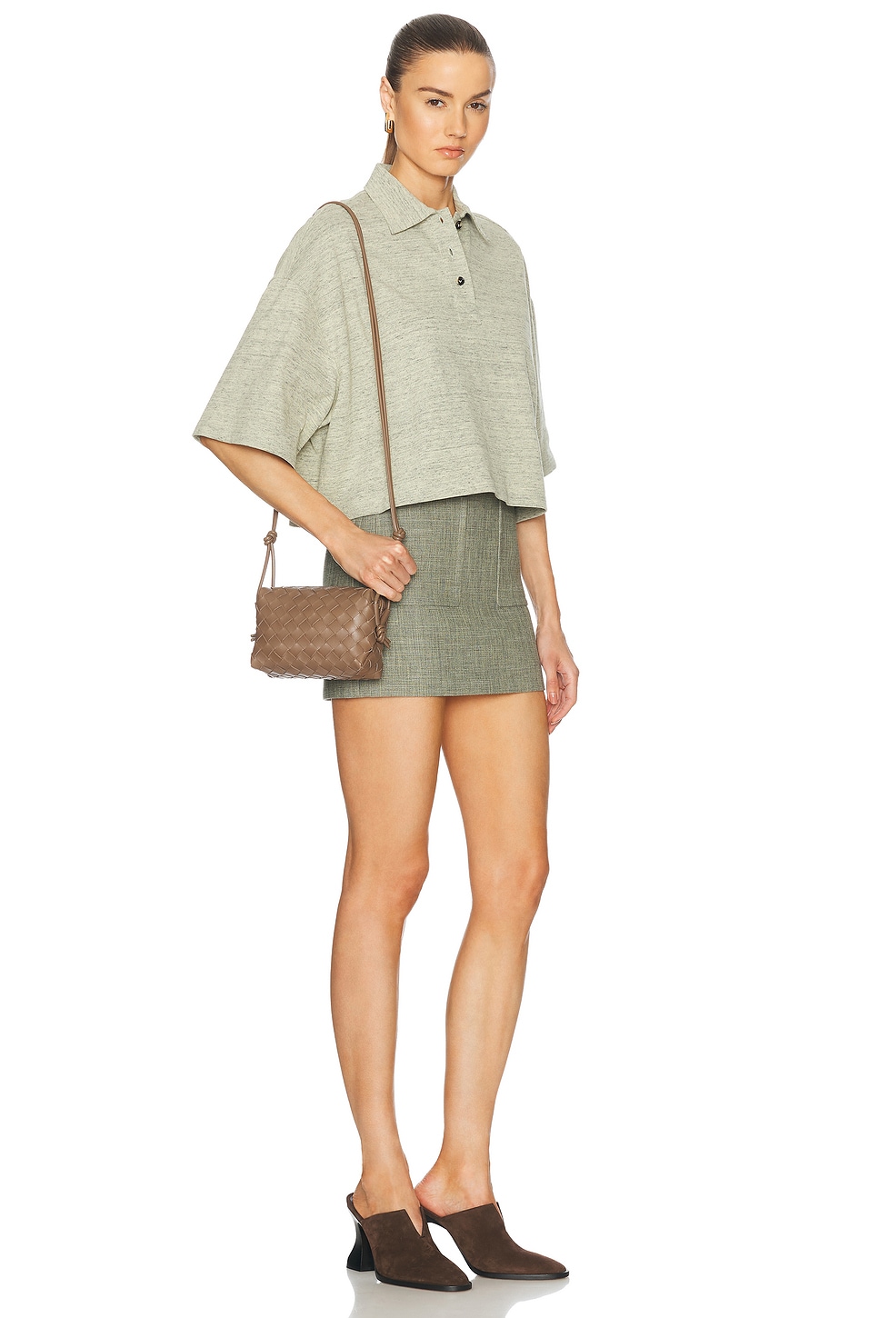 Bottega Veneta Mini Loop Bag In Pinecone & Gold