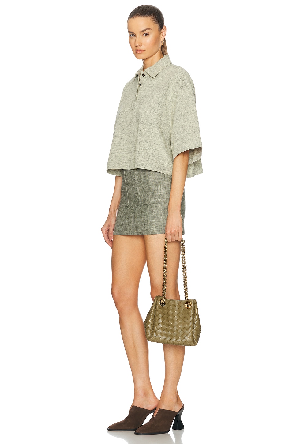 Bottega Veneta Small Parachute Bag In Algae & Muse Brass