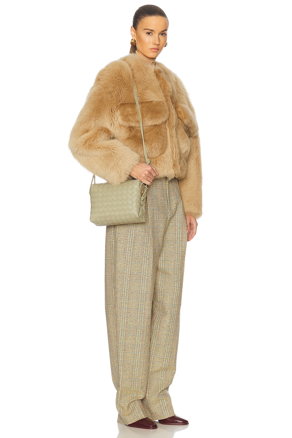 Bottega Veneta Small Loop Bag In Travertine & Gold
