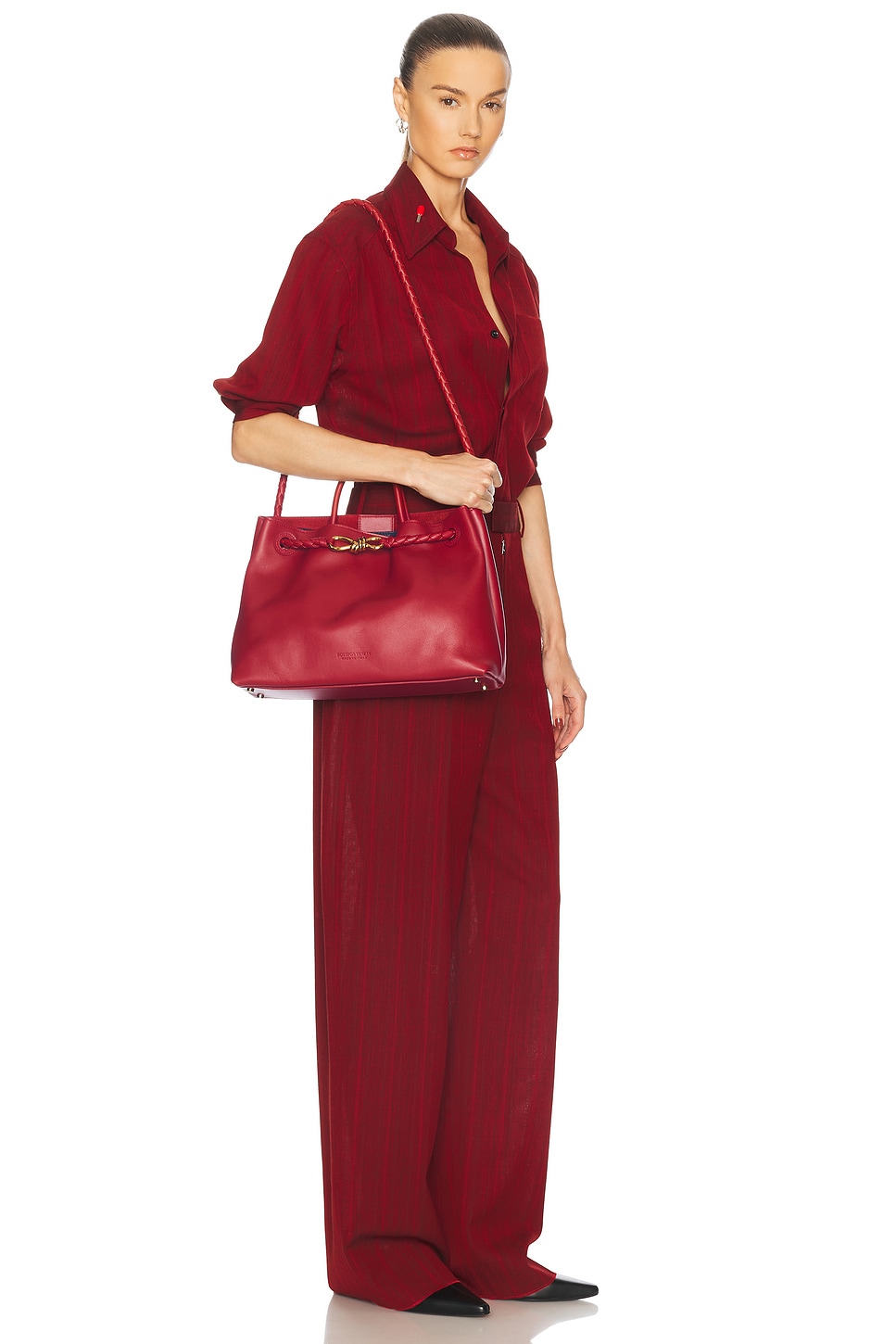 Bottega Veneta Medium Andiamo Bag In Rosewood  Space  & Muse Brass