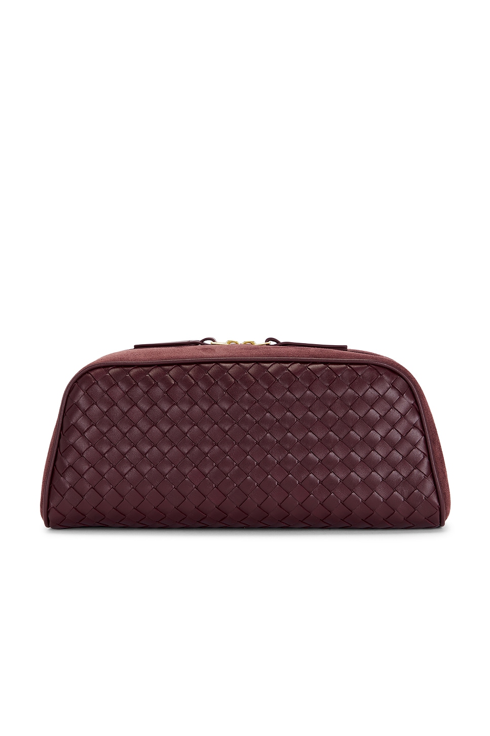Bottega Veneta Nodo Large Pouch In Deep Mahogany & Gold