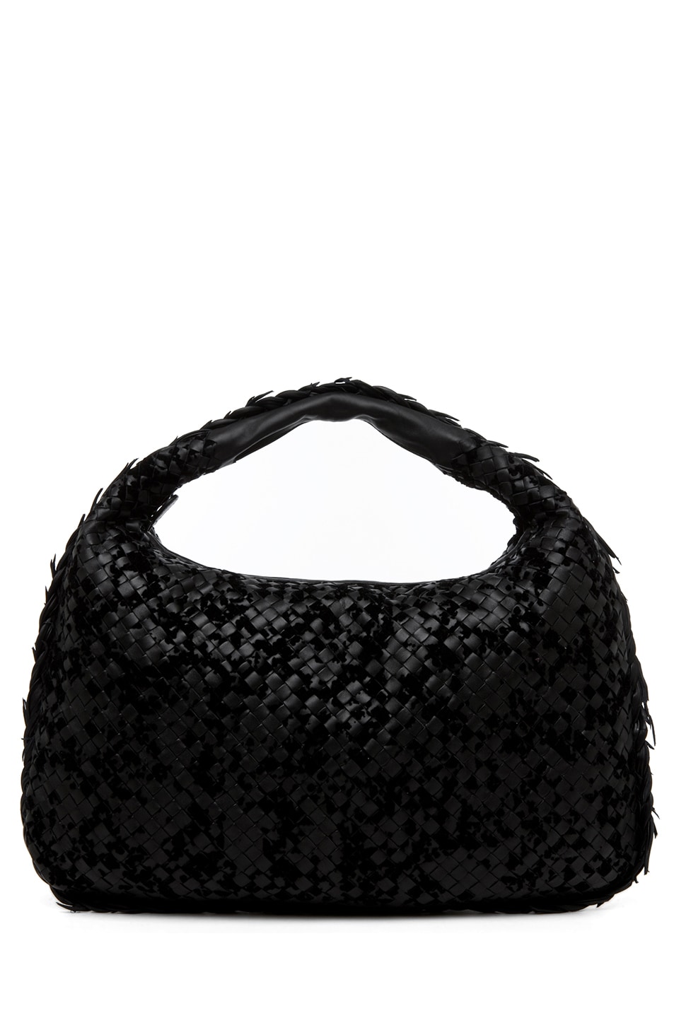 Image 1 of Bottega Veneta Large Intrecciato Velours Hobo Bag in Black