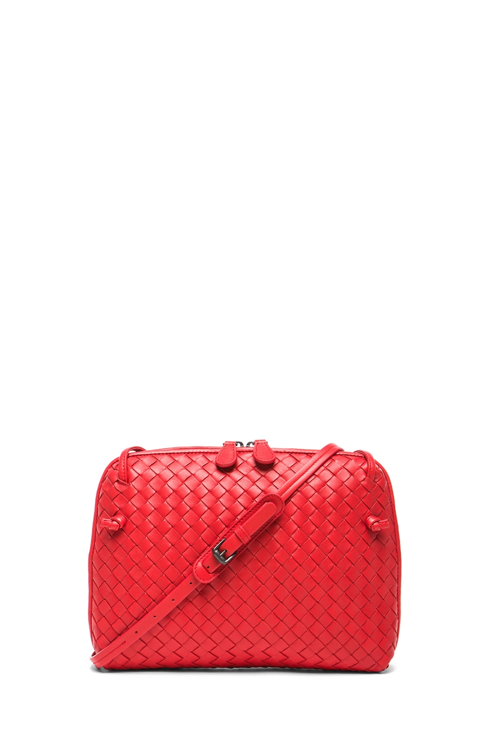 Image 1 of Bottega Veneta Intrecciato Nappa Cross Body Bag in New Red
