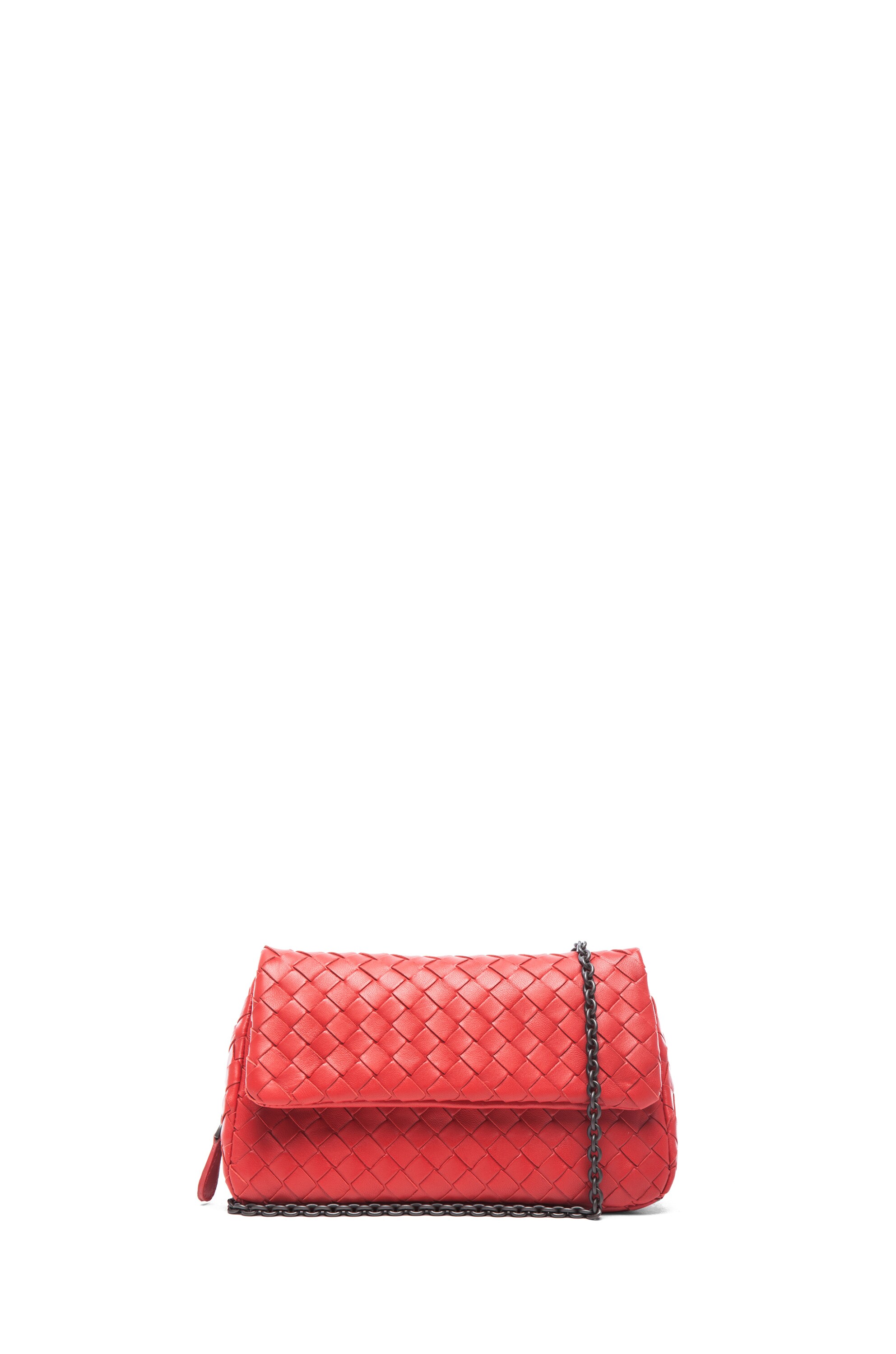 Image 1 of Bottega Veneta Intrecciato Nappa Chain Wallet in New Red