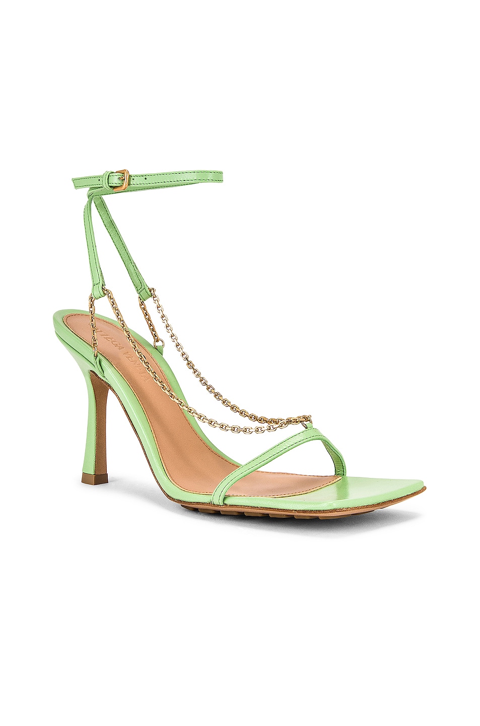 Bottega Veneta Stretch Chain Sandals in Pistachio | FWRD