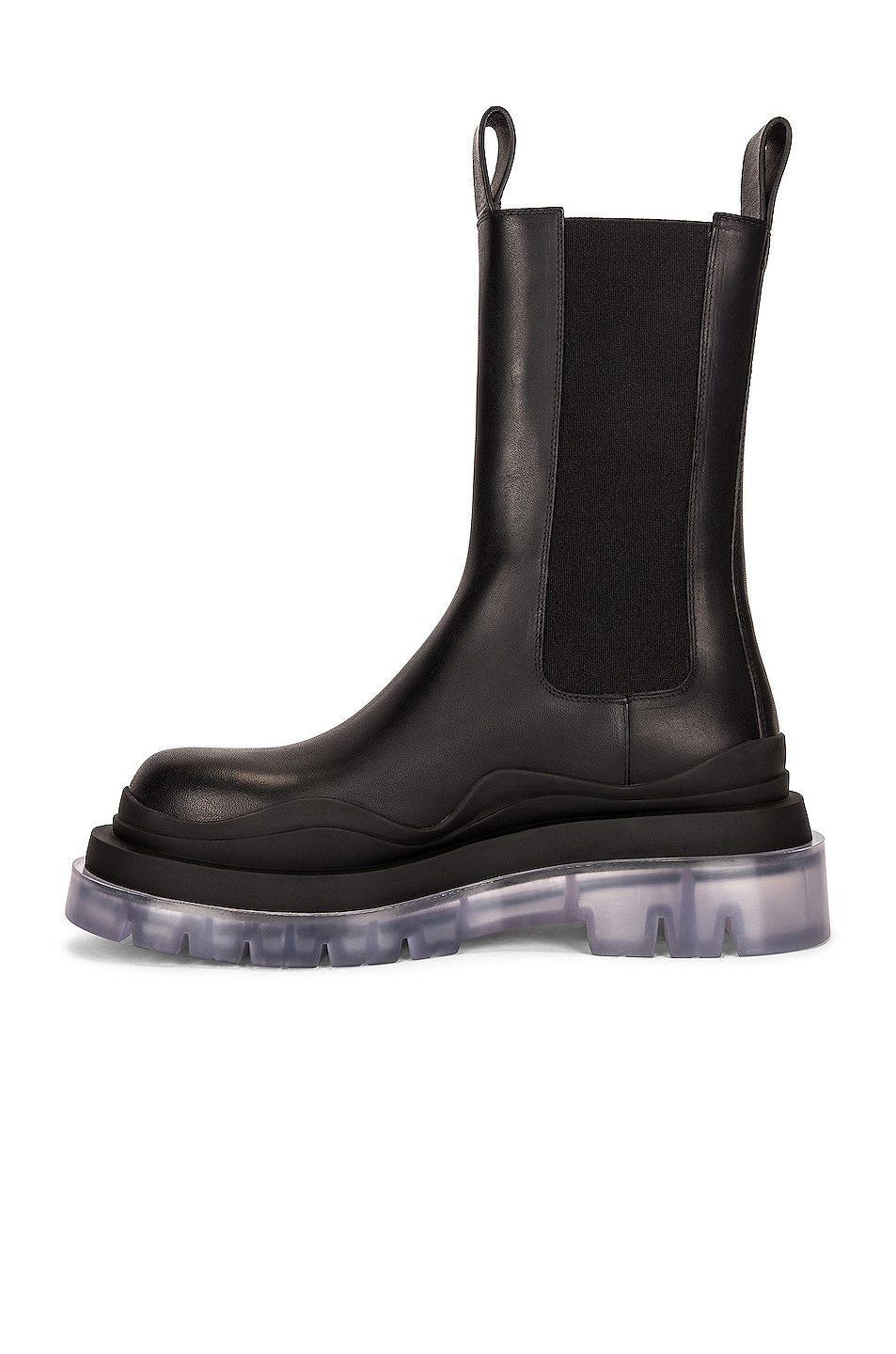 Bottega Veneta BV Tire Boots in Black & Transparent | FWRD