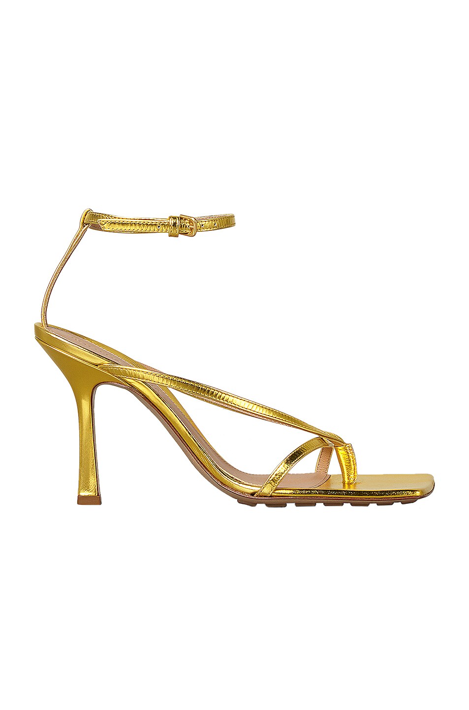 Image 1 of Bottega Veneta Ankle Strap Heels in Gold