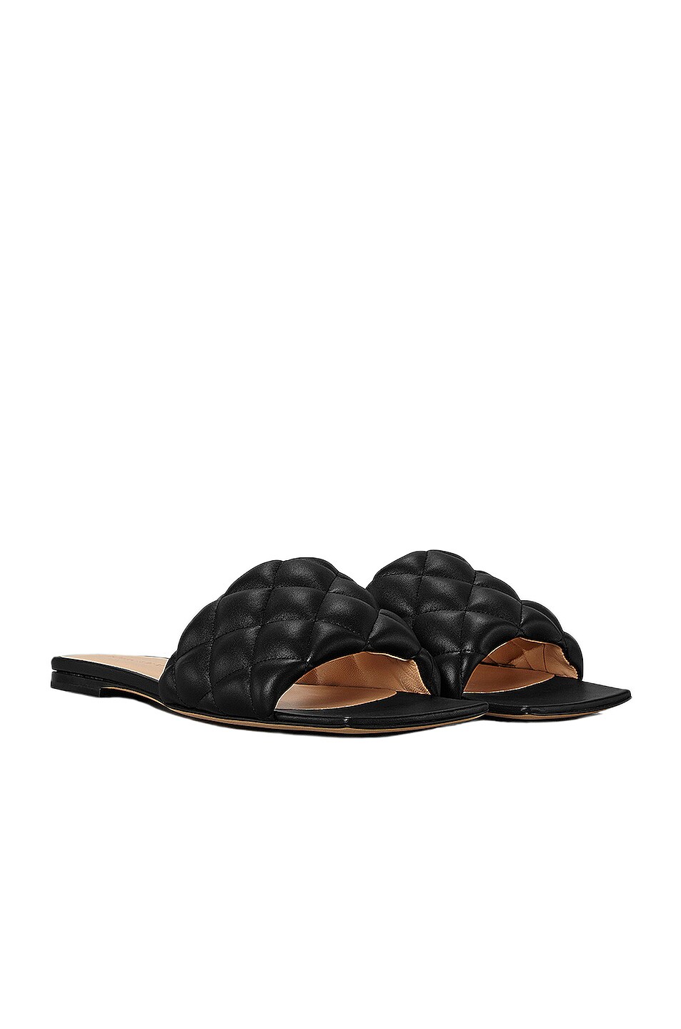 Bottega Veneta Leather Quilted Slides in Black | FWRD