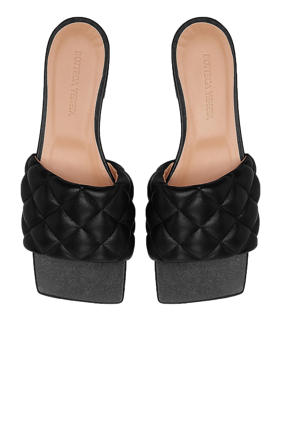 Bottega Veneta Leather Quilted Slides in Black | FWRD