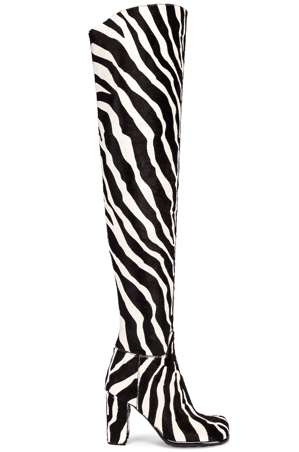 Image 1 of Bottega Veneta Leather Thigh High Boots in White & Zebra