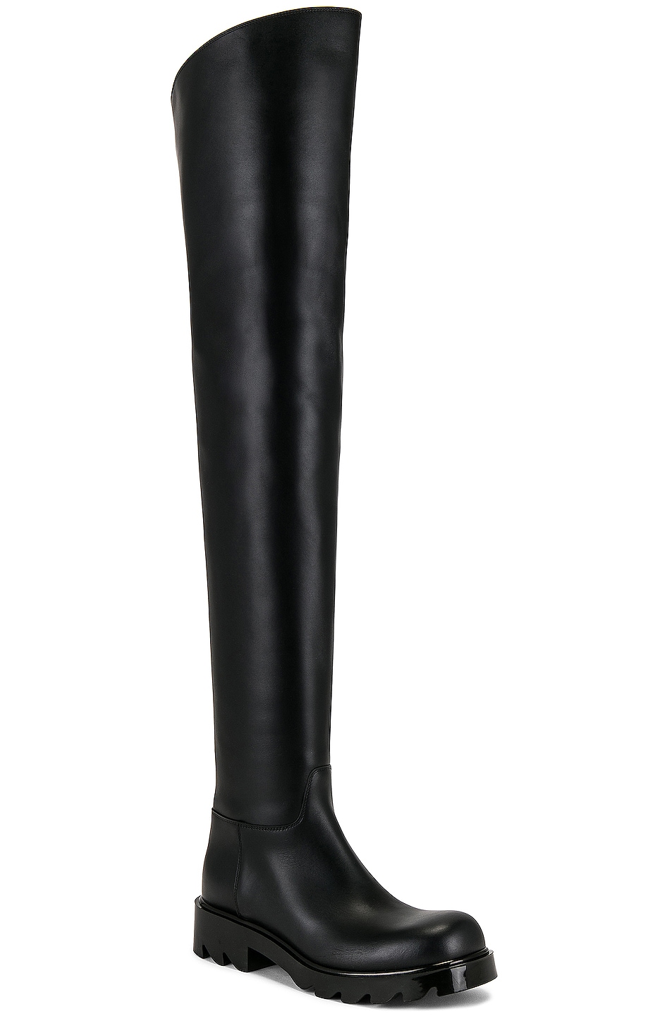 Bottega Veneta Leather Thigh High Boots in Black | FWRD