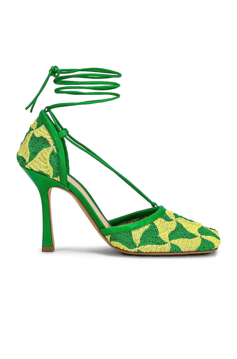 Image 1 of Bottega Veneta Stretch Lace Up Sandals in Kiwi & Parakeet