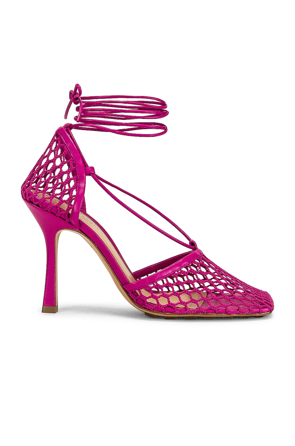 Image 1 of Bottega Veneta Stretch Ankle Strap Sandals in Hollyhock