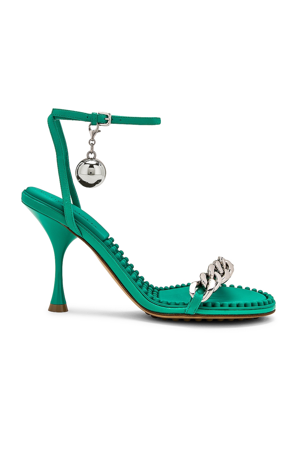 Image 1 of Bottega Veneta Dot Ankle Strap Sandals in Acid Turquoise