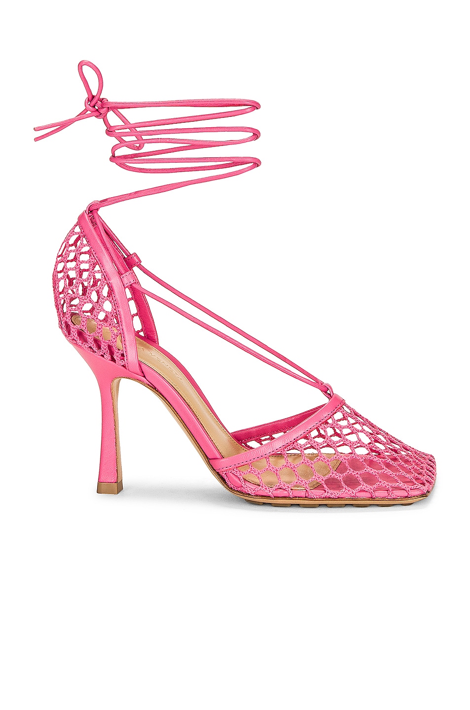 Image 1 of Bottega Veneta Stretch Lace-Up Sandals in Azalea