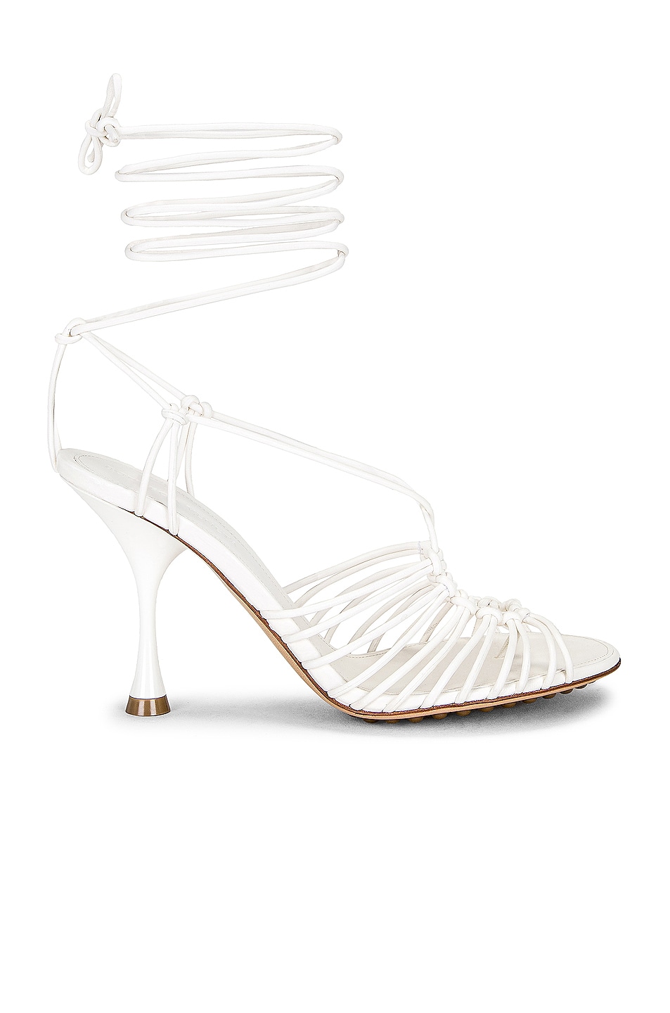 Image 1 of Bottega Veneta Dot Lace Up Sandals in White