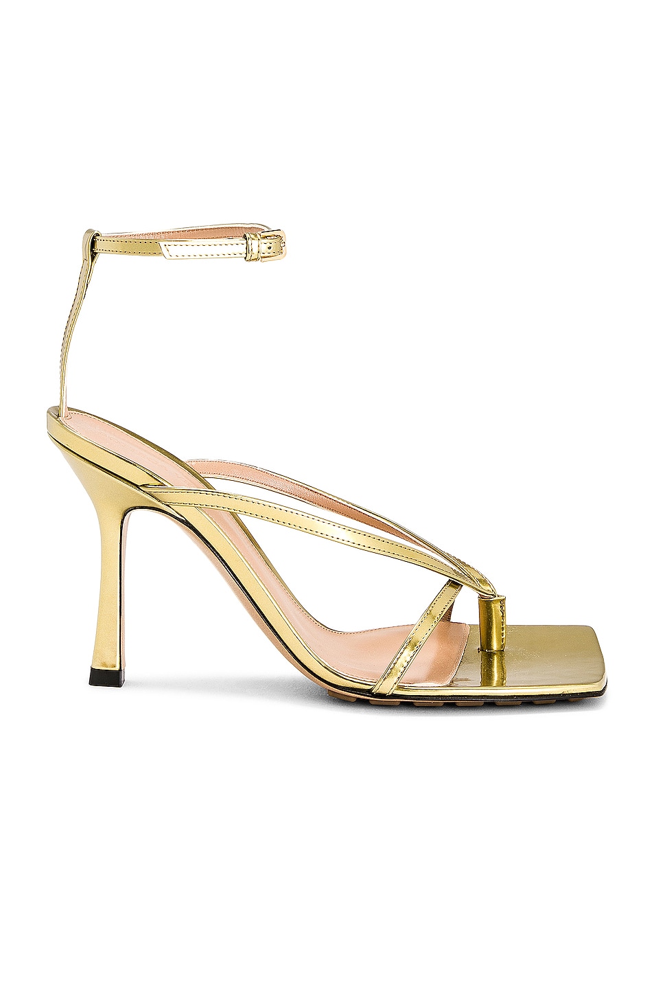 Image 1 of Bottega Veneta Stretch Ankle Strap Sandals in Gold