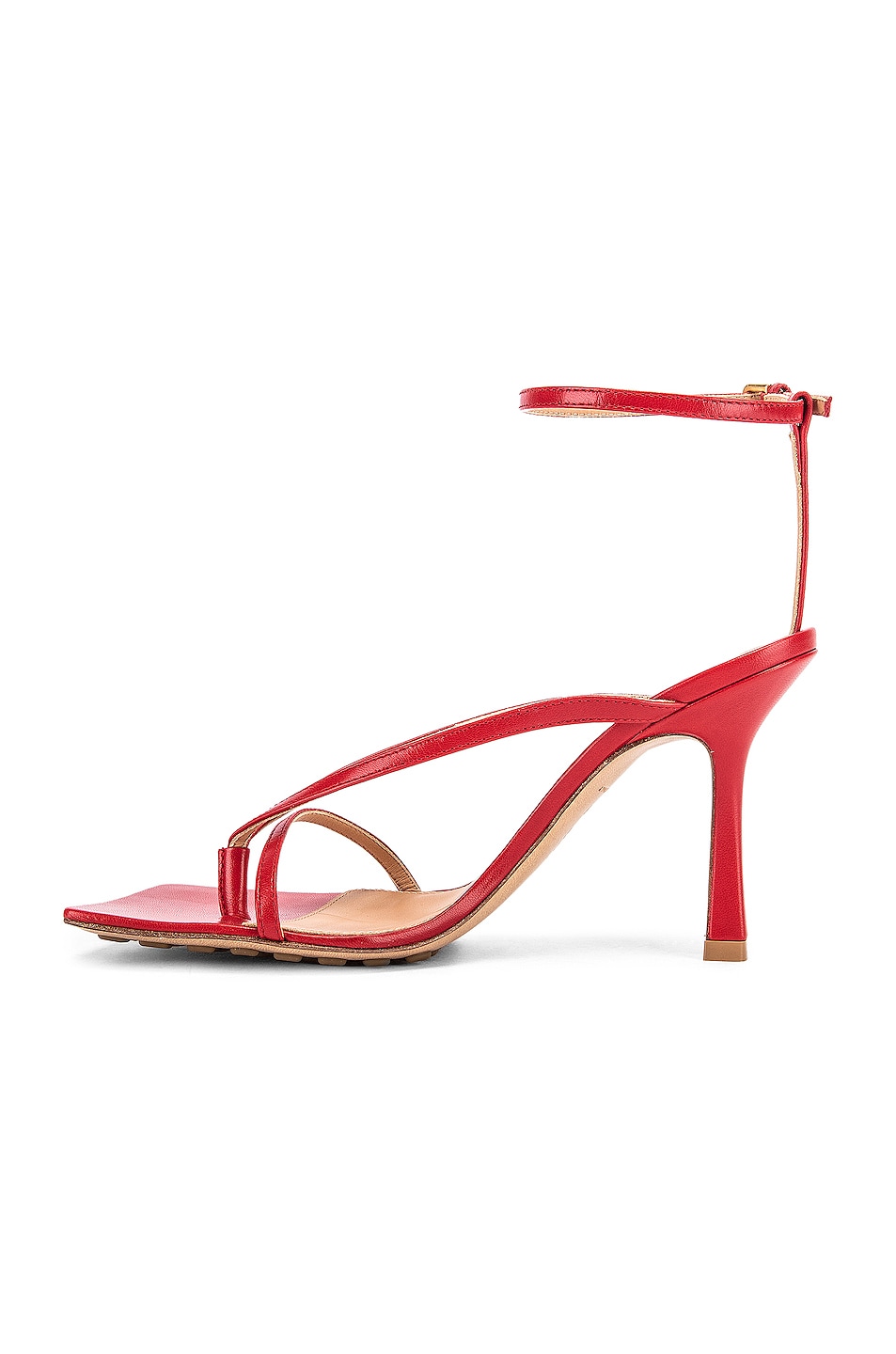 Bottega Veneta Leather Stretch Toe Heels in Bright Red | FWRD