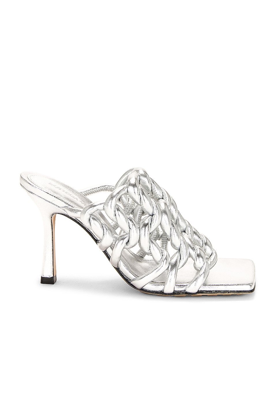 Image 1 of Bottega Veneta Reflection Weave Stretch Mule Sandals in Silver
