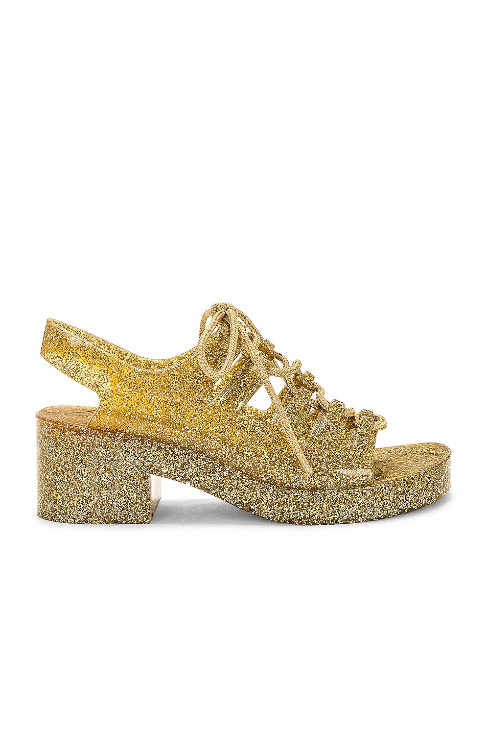 Image 1 of Bottega Veneta Jelly Lace Up Sandal in Gold