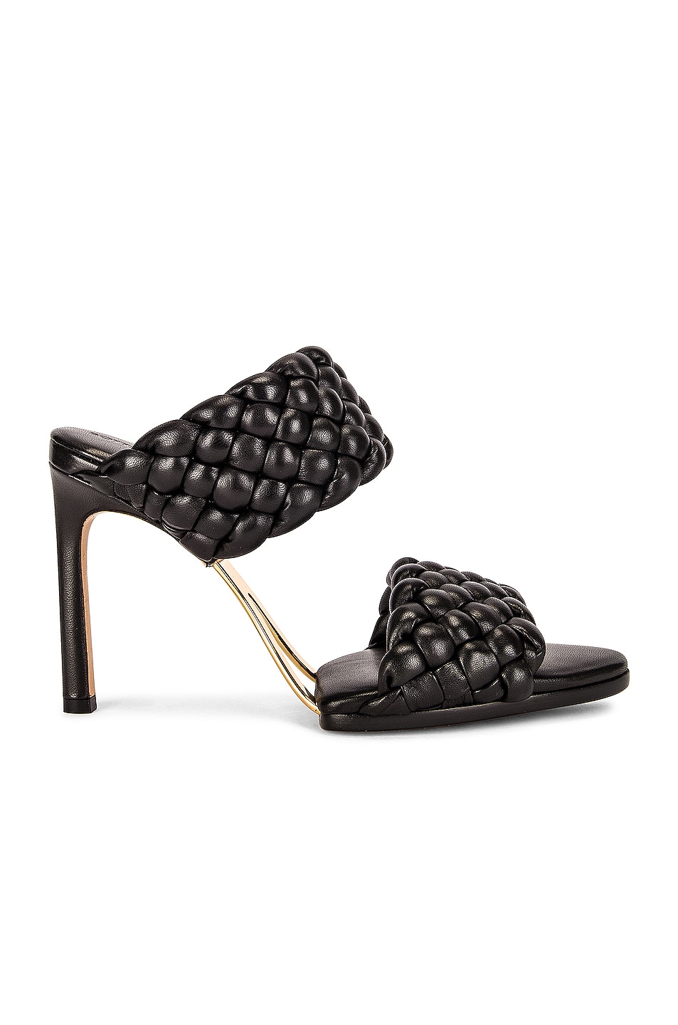Bottega Veneta Lido Leather Woven Sandals in Black | FWRD