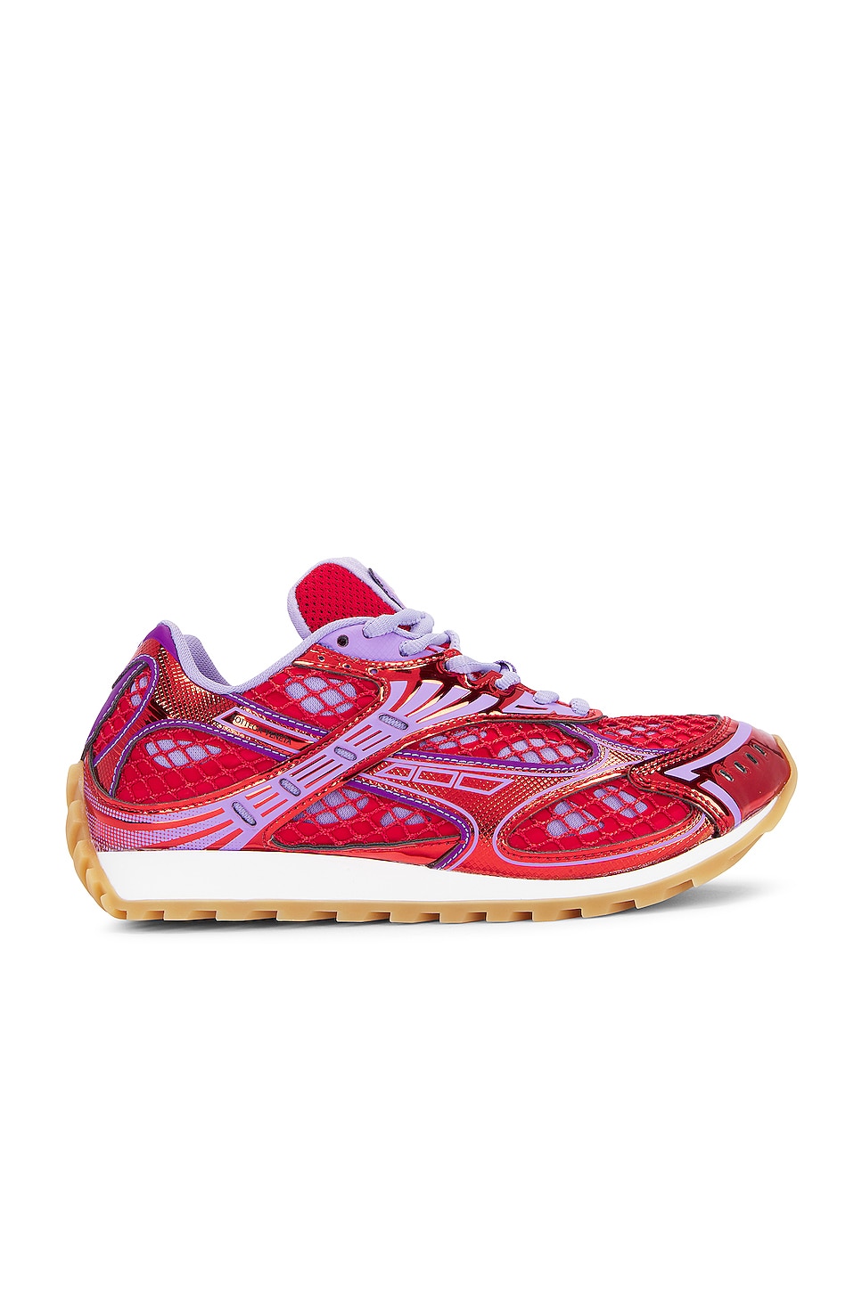 Bottega Veneta Orbit Sneaker in Metallic Red & Wisteria | FWRD