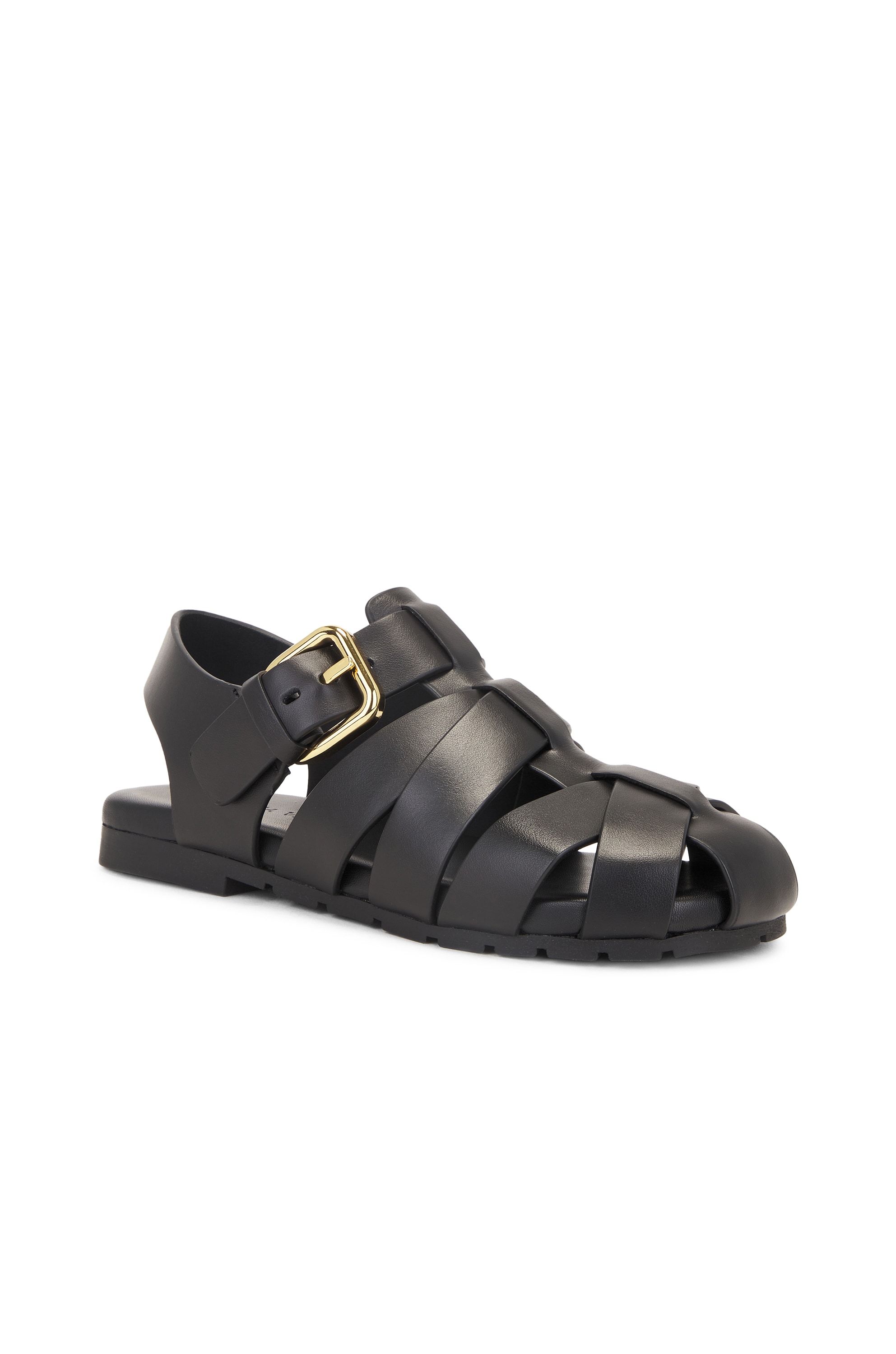 Shop Bottega Veneta Alfie Flat Sandal In Black