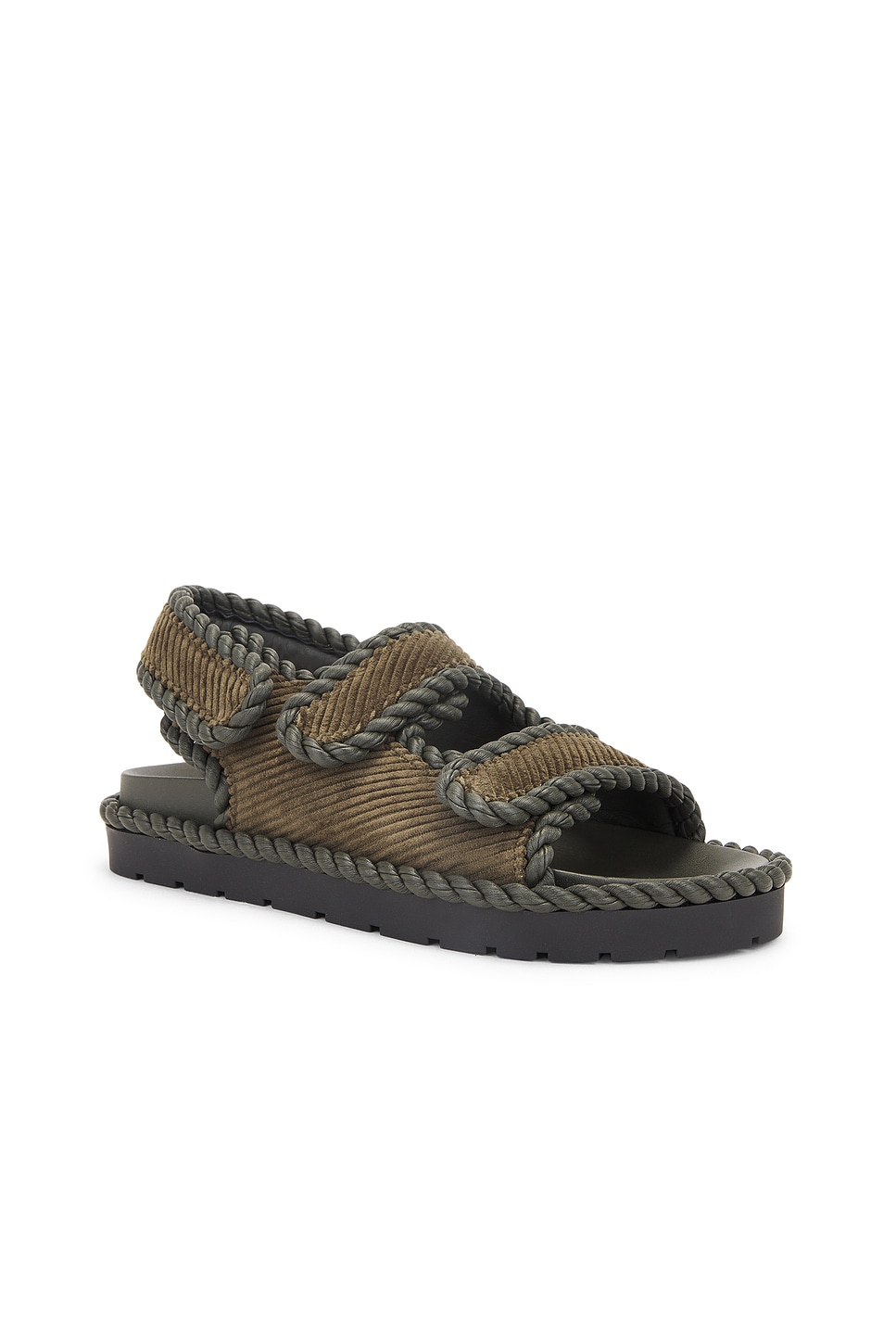 Shop Bottega Veneta Jack Flat Sandal In Kaki