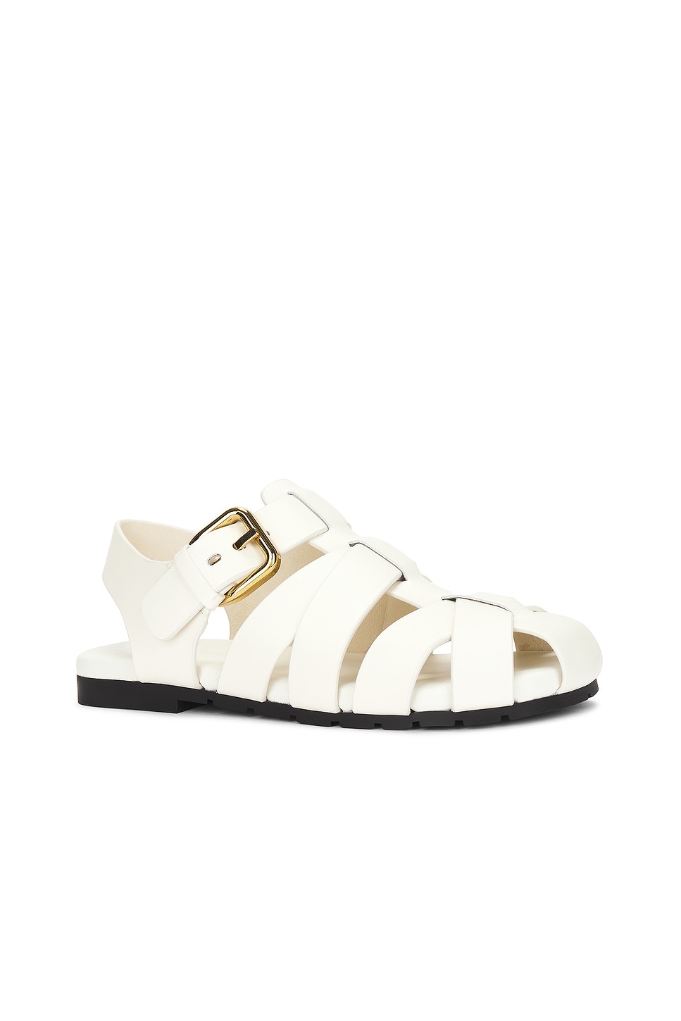 Shop Bottega Veneta Alfie Flat Sandal In White