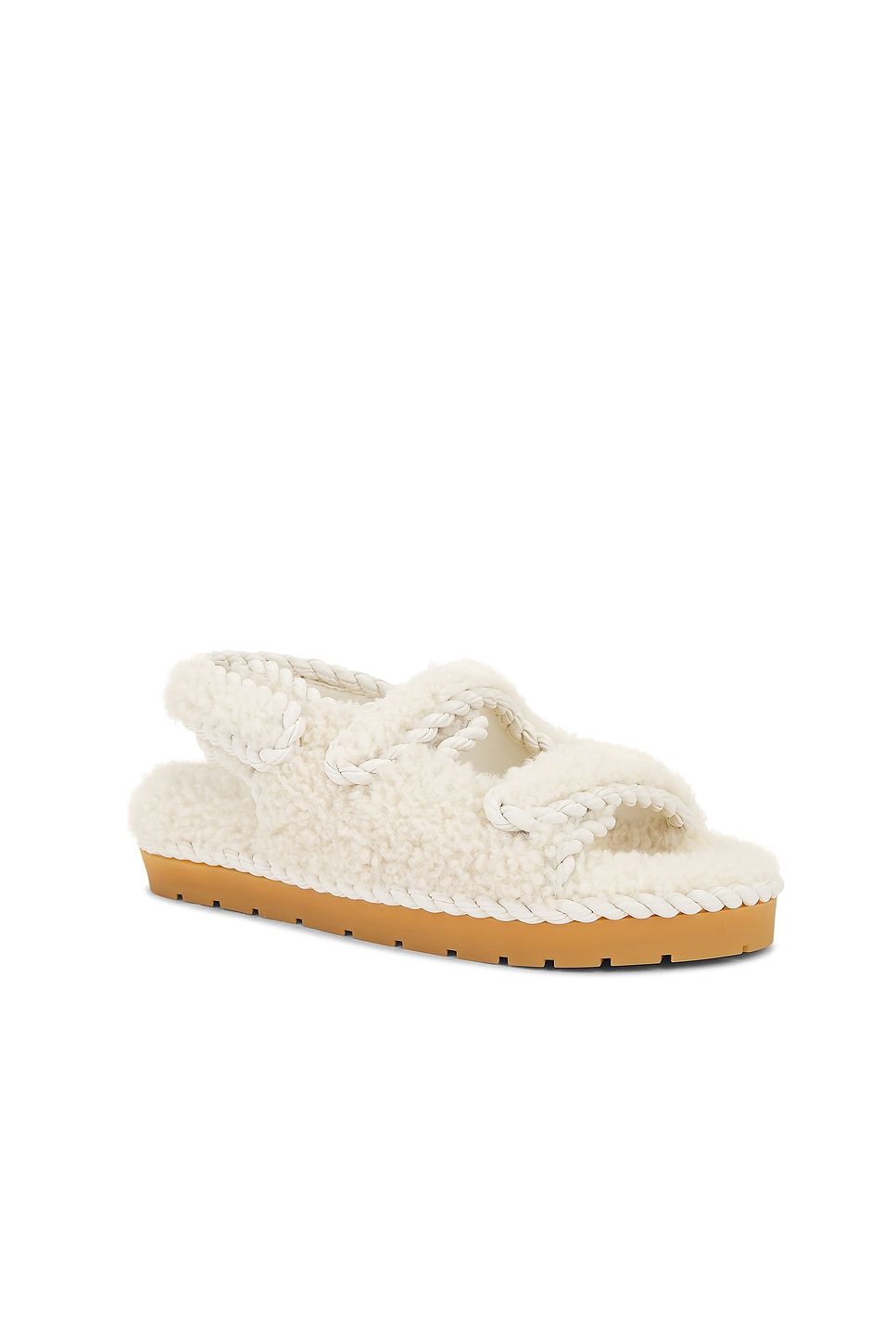 Bottega Veneta Open-toed Wool Flat Sandals In Popcorn